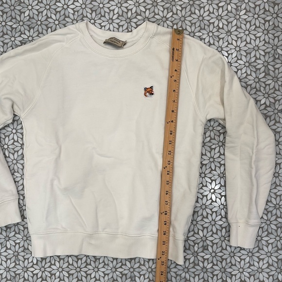 Women's Maison Kitsune Pullover Sweatshirt with Fox Head in Cream, Size S - Picture 6 of 7
